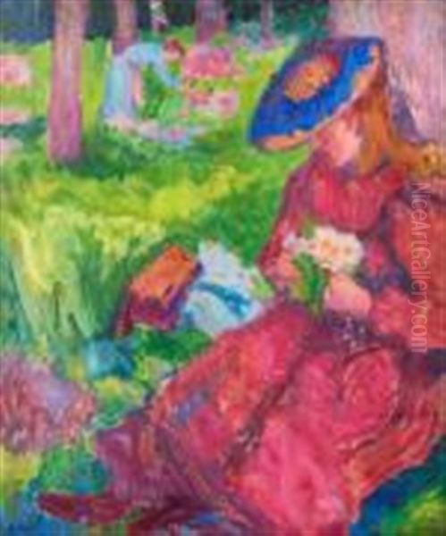 La Cueillette Des Fleurs Oil Painting by Jean Misceslas Peske