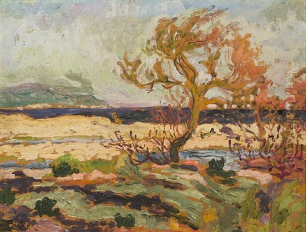 Arbre Dans La Campagne Oil Painting by Jean Misceslas Peske