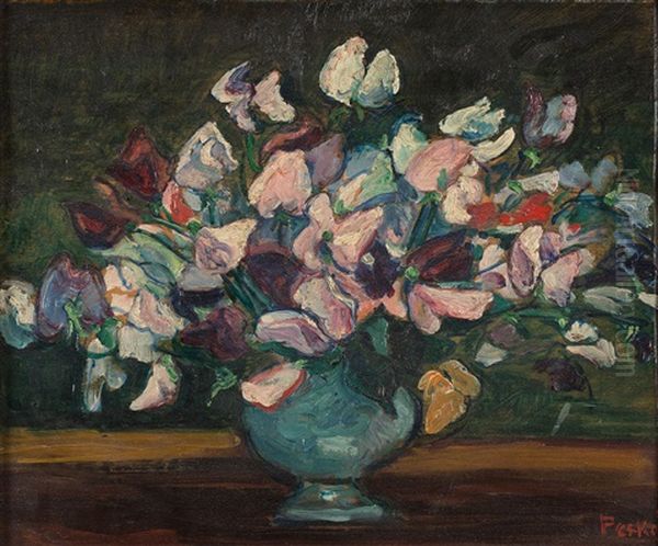 Kwiaty W Wazonie Oil Painting by Jean Misceslas Peske