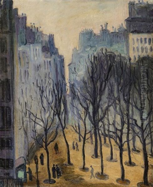 Place Dauphine A Paris Oil Painting by Jean Misceslas Peske