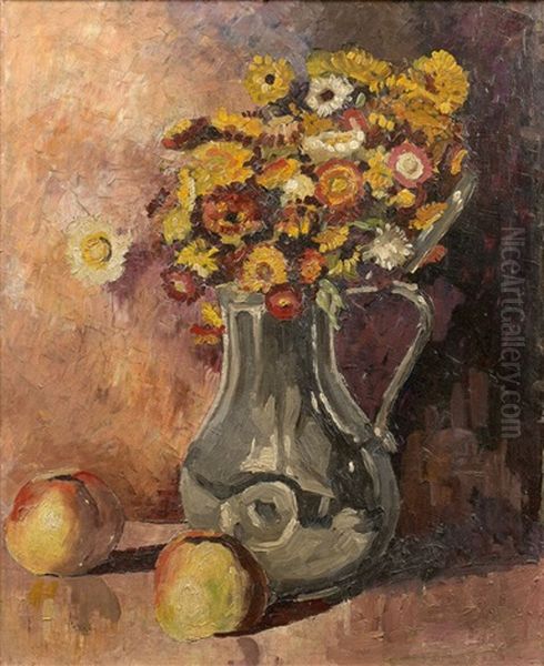 Vase De Fleurs Oil Painting by Jean Misceslas Peske