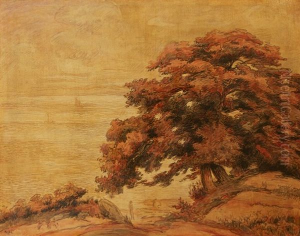 Chataigniers De Port-blanc, Morbihan Oil Painting by Jean Misceslas Peske