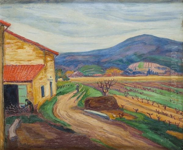 Landscape With Road Oil Painting by Jean Misceslas Peske
