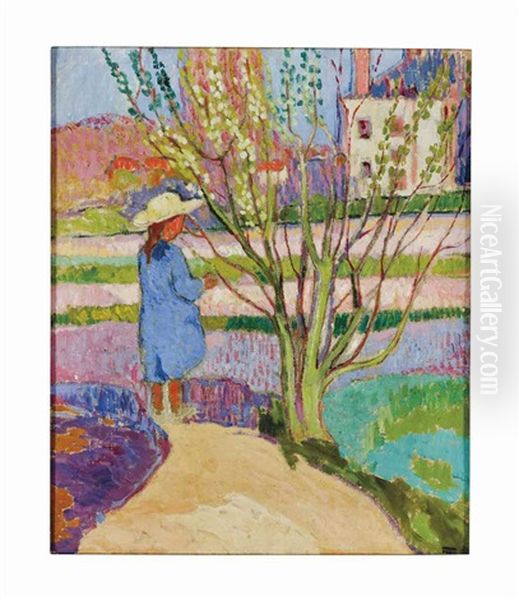 Fillette Au Jardin Oil Painting by Jean Misceslas Peske