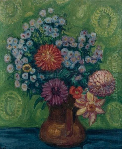 Bouquet De Fleurs Variees Oil Painting by Jean Misceslas Peske