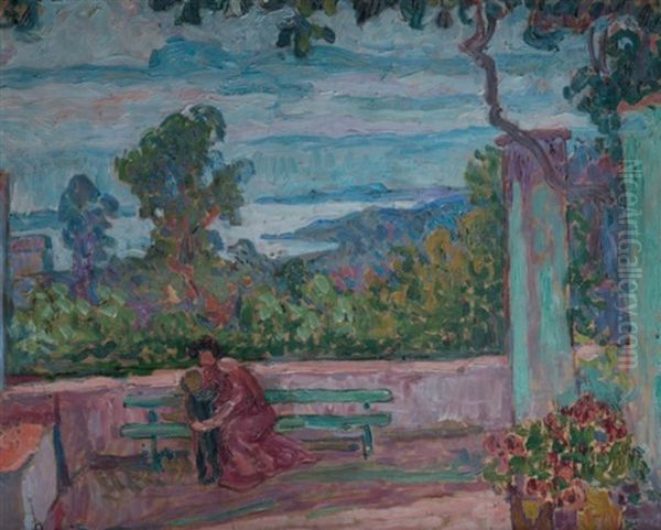 La Terrasse Chez Hory Oil Painting by Jean Misceslas Peske