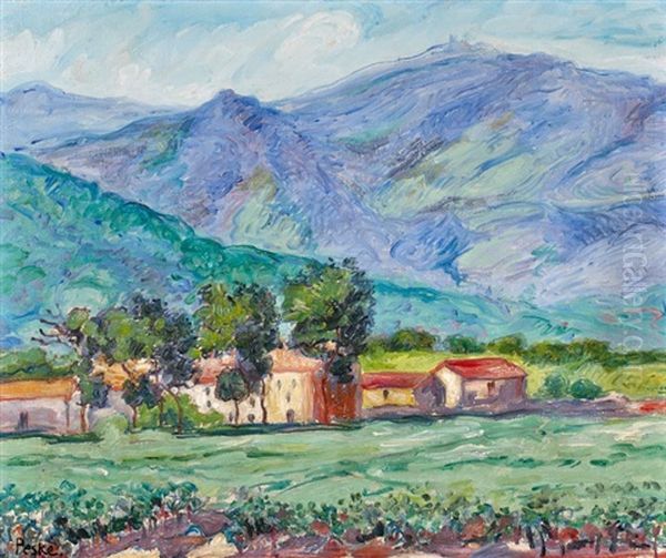 Le Mas Jardy Pres D'argeles-sur-mer Oil Painting by Jean Misceslas Peske