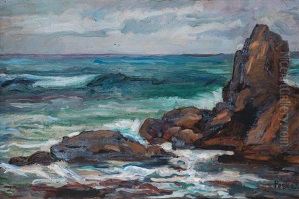 Marine, La Pointe De Gouron Oil Painting by Jean Misceslas Peske