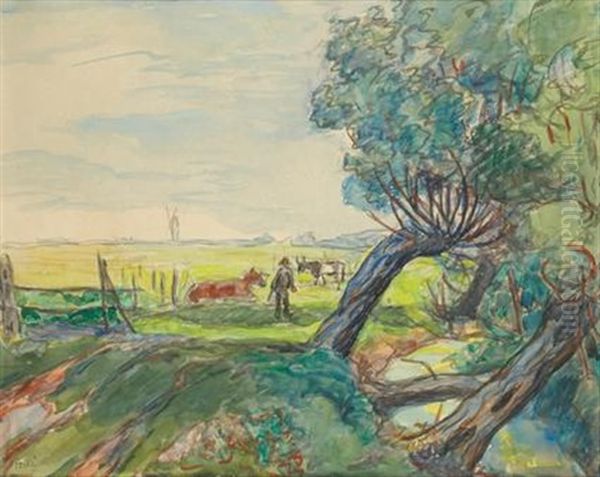 Vaches Au Paturage Oil Painting by Jean Misceslas Peske