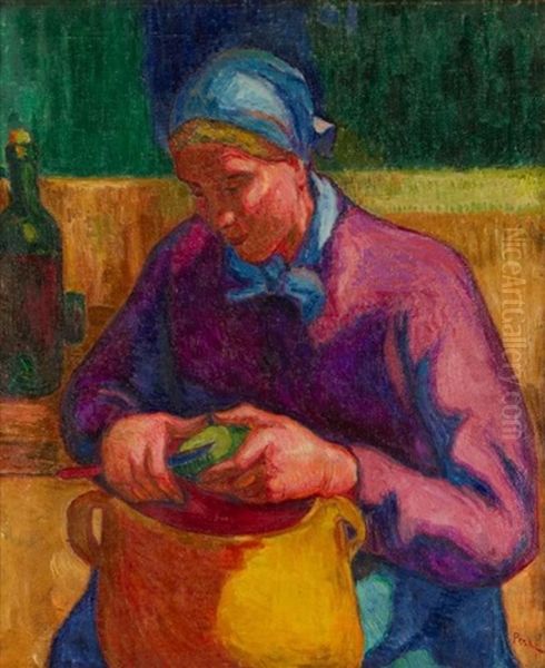 L'eplucheuse Oil Painting by Jean Misceslas Peske