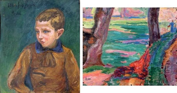 Le Fils De L'artiste (recto/verso) Oil Painting by Jean Misceslas Peske