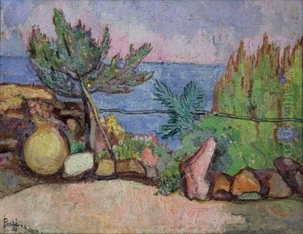 Terrasse A Gourdon Oil Painting by Jean Misceslas Peske