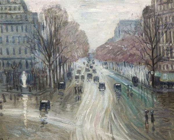 Paris Sous La Neige Oil Painting by Jean Misceslas Peske