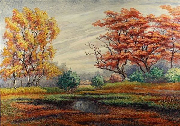 La Mare Aux Fees En Automne Oil Painting by Jean Misceslas Peske