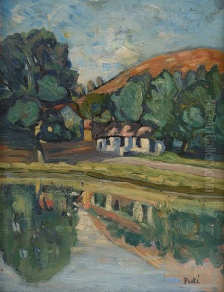 Bord De Riviere Ensoleilles Oil Painting by Jean Misceslas Peske