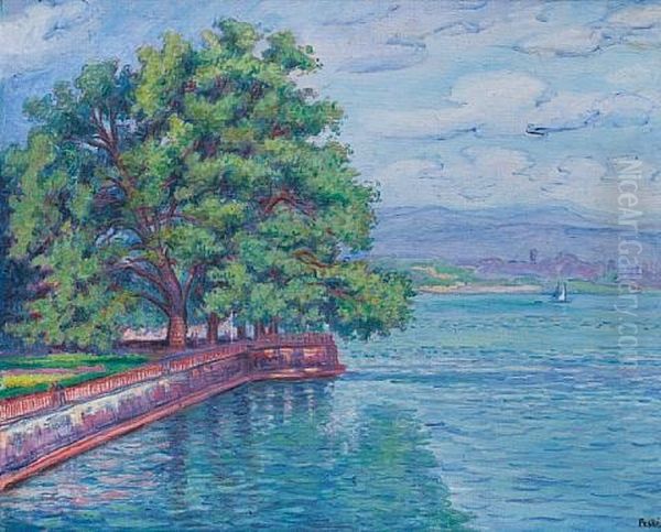 Jardin Du Bureau International Du Tzarail A Geneve Oil Painting by Jean Misceslas Peske