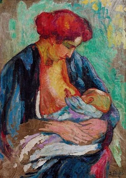 Macierzynstwo Oil Painting by Jean Misceslas Peske