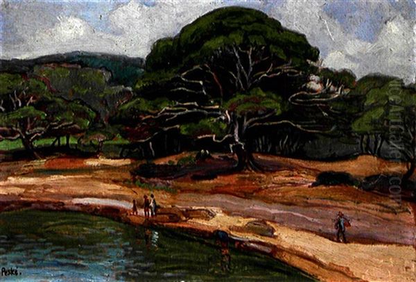 Rivage Anime De Personnages Oil Painting by Jean Misceslas Peske