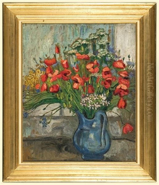 Country Flowers Oil Painting by Jean Misceslas Peske