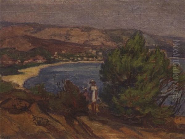 La  Point De Gouron Et La Plage Du Lavandou Oil Painting by Jean Misceslas Peske