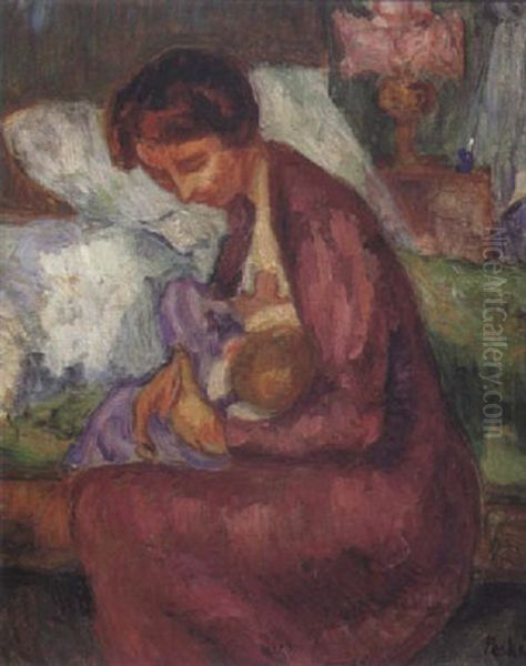 Petie Maternite (rose) Oil Painting by Jean Misceslas Peske