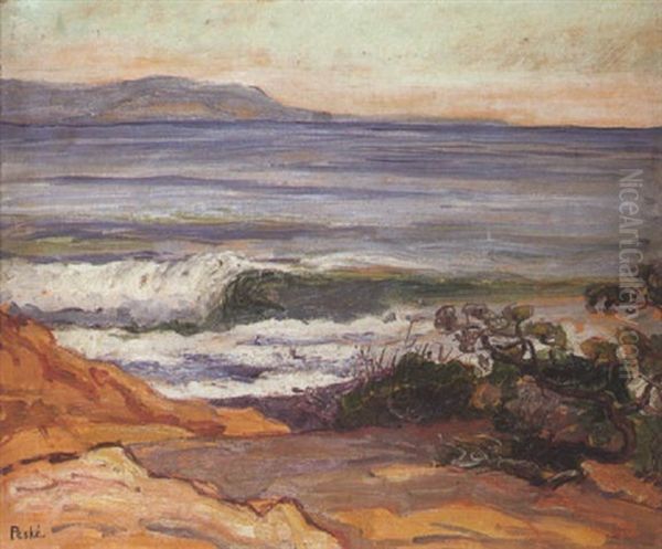 La Plage Du Lavandou (var) Oil Painting by Jean Misceslas Peske