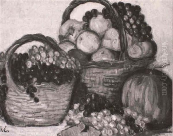Paniers A Fruits Oil Painting by Jean Misceslas Peske
