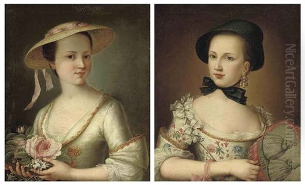 An Allegory Of Summer (+ An Allegory Of Winter; Pair) Oil Painting by Antoine Pesne