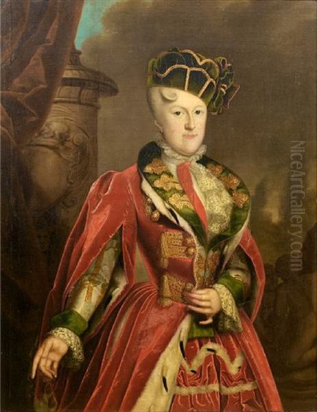 Portrait Of A Lady, Said To Be Marie, Duchess Of Brunswick And Luneberg Oil Painting by Antoine Pesne