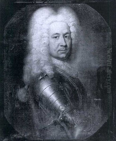 Portrait Of A Gentleman In Armour Oil Painting by Antoine Pesne