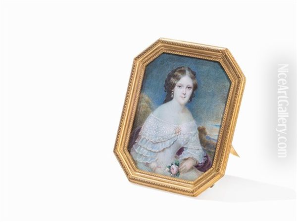 Portrait Miniature Oil Painting by Emanuel Thomas Peter