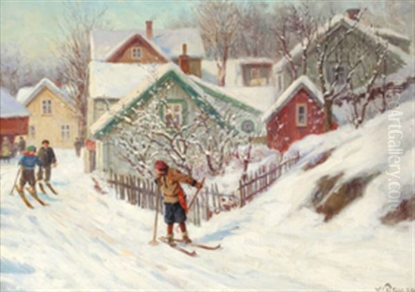 Ved Petersbakken, Drobak Oil Painting by Wilhelm Otto Peters