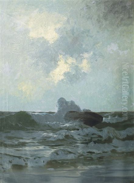 Life Boat In The Surf Oil Painting by Hans von Petersen