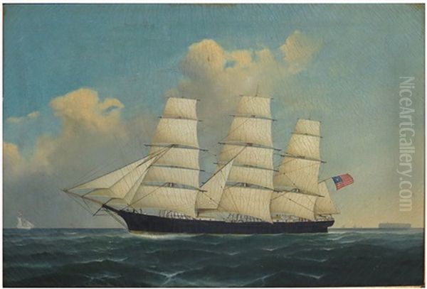 Clipper Ship E. Sherman Oil Painting by Heinrich And. Sophus Petersen