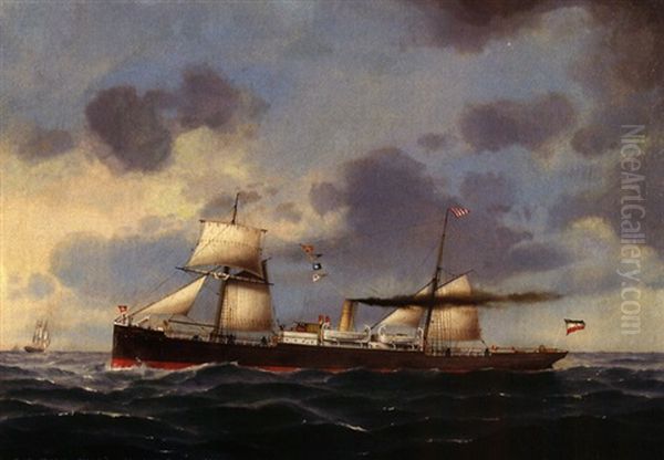 Besegelter Dampfer "celia" Oil Painting by Heinrich And. Sophus Petersen