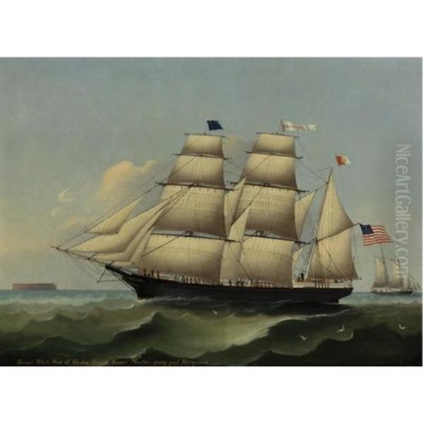 The Barque White Sea Of Boston Oil Painting by Heinrich And. Sophus Petersen