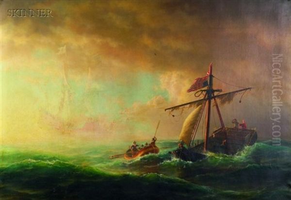 Rescue After The Storm Oil Painting by Johann Erik Christian Petersen