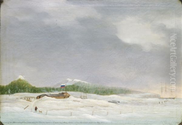 Wohnung Der Mannschaft Vom Orus An Der Tartarischen Kuste Bey Cap Ussi, Vom November 1859 Bis Mai 1860 Oil Painting by Lorenz Petersen