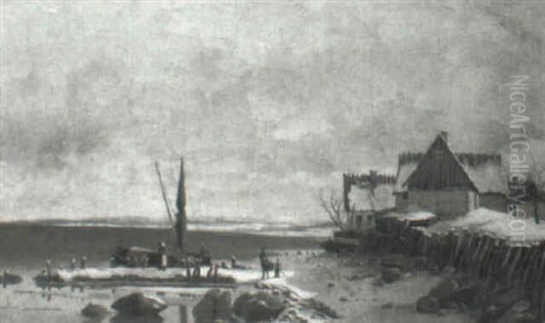 Winter An Der Kuste Jutlands Oil Painting by Vilhelm Peter Carl Petersen