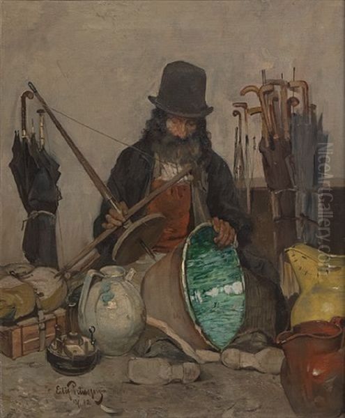 Steingodsselgeren Michele Archangelo Oil Painting by Eilif Peterssen
