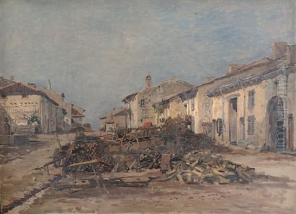 Coupe De Bois A L'entree D'un Village En Lorraine Oil Painting by Edmond Marie Petitjean