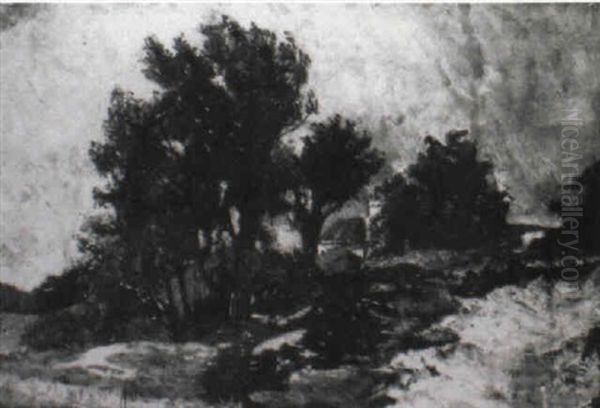 Sommerliche Hugellandschaft Mit Gehoft Oil Painting by Edmond Marie Petitjean