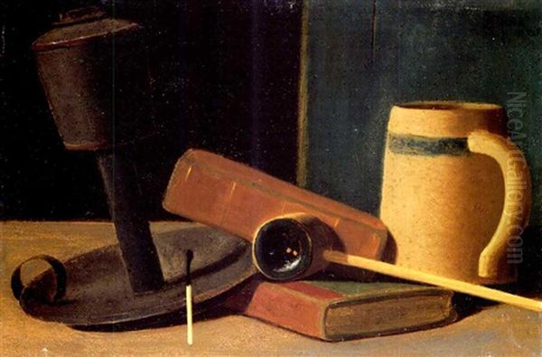 Still Life With Pipe And Mat Oil Painting by John Frederick Peto