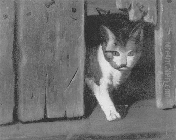 Cat Oil Painting by John Frederick Peto