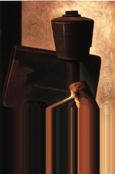 Still Life With Pipe, Oil Lamp And Book Oil Painting by John Frederick Peto