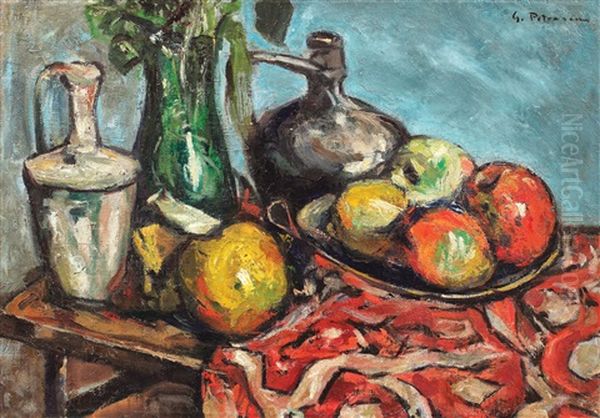 Natura Statica Cu Mere Si Ulcioare Oil Painting by Petrascu Gheorghe