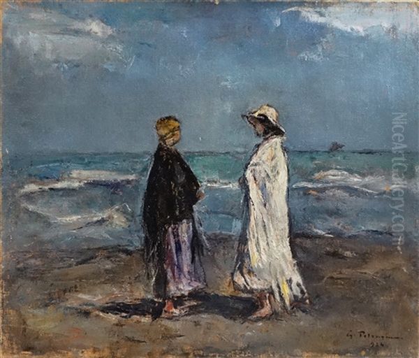 Women At The Seaside Oil Painting by Petrascu Gheorghe