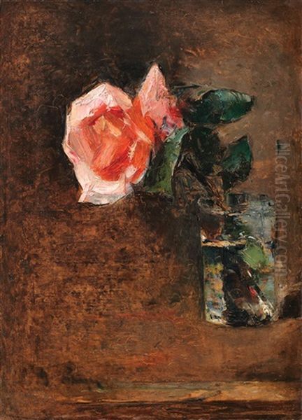 Pahar Cu Trandafir Oil Painting by Petrascu Gheorghe