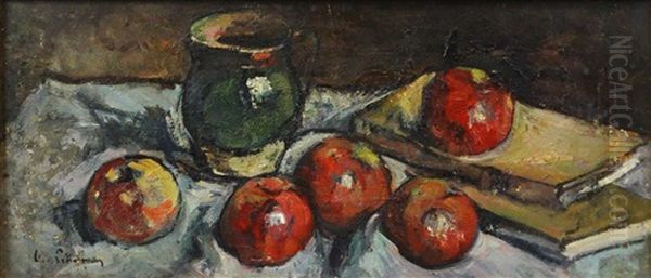 Still Life With Apples And Jug Oil Painting by Petrascu Gheorghe