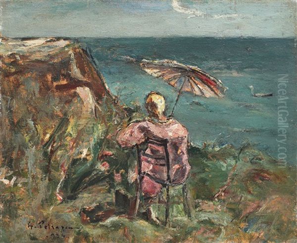 Femeie Pe Malul Marii Oil Painting by Petrascu Gheorghe